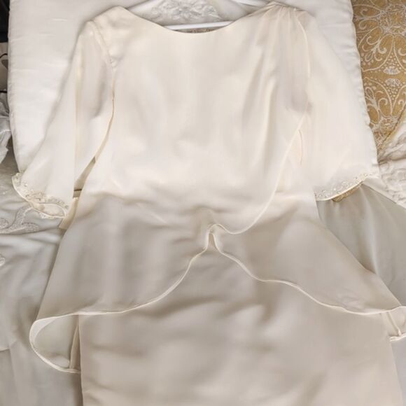 TS Couture Mother Of The Bride/ Cream Colored Chiffon Dress Sz8 - Picture 11 of 14